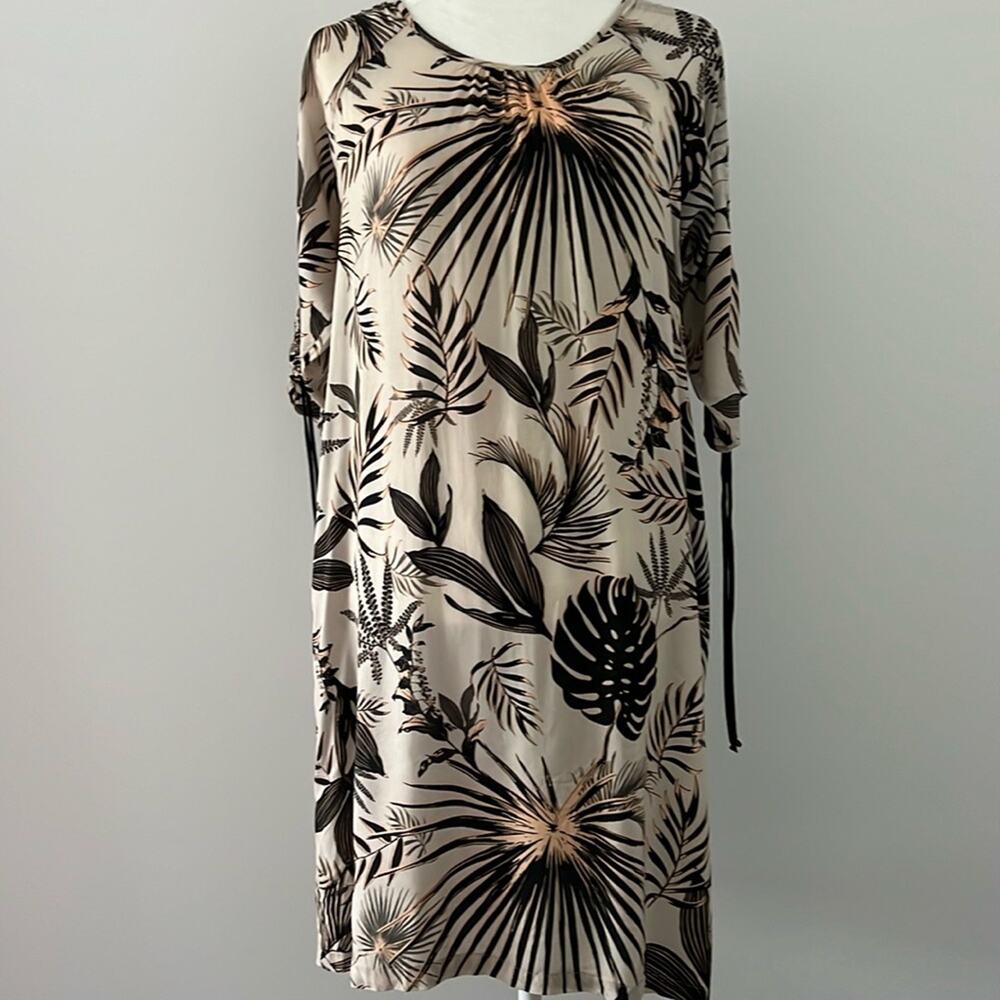 STARK X palm print dress coverup tan black XS